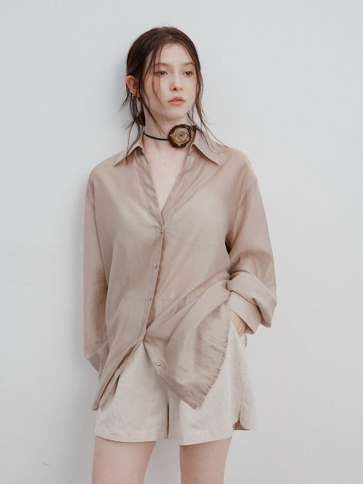 Aysel | Blouse met Satijnlook en Relaxte Fit
