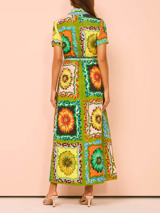 Liva | Maxi Jurk met Artistieke Bloemenprint