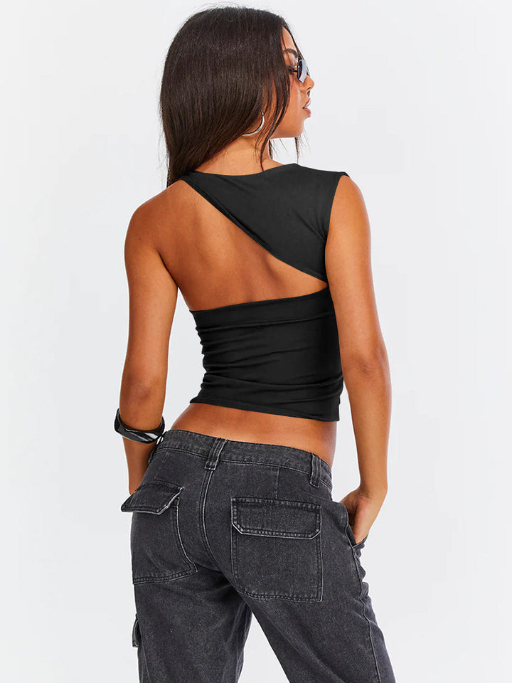Frederique | One Shoulder Top in Zwart