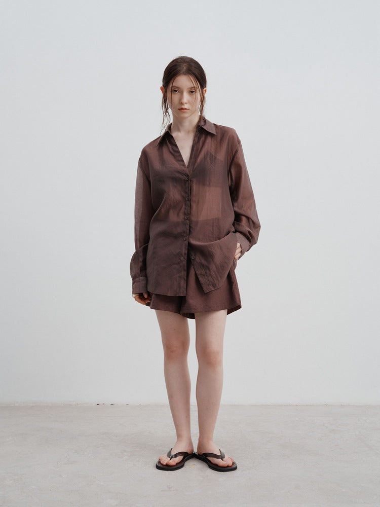 Aysel | Blouse met Satijnlook en Relaxte Fit