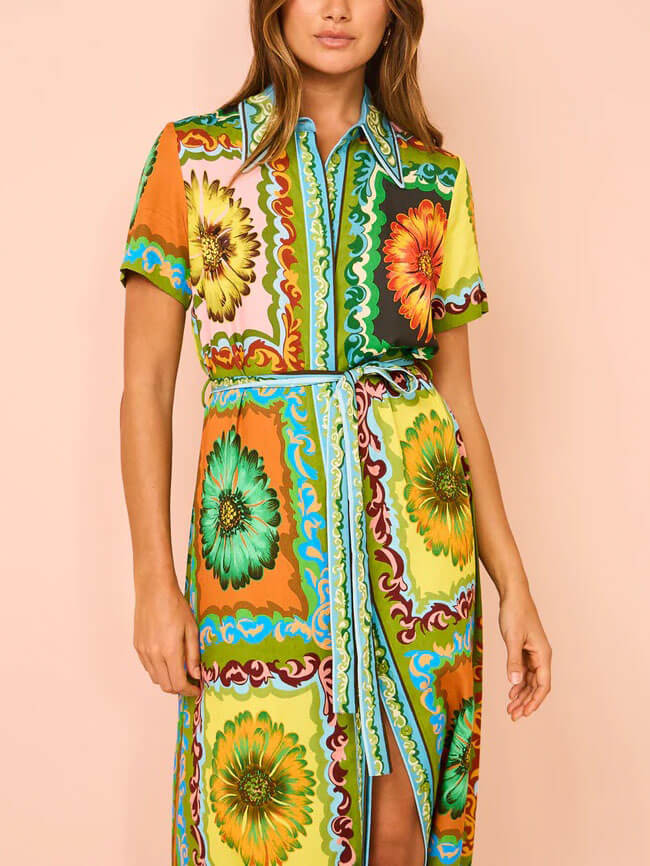 Liva | Maxi Jurk met Artistieke Bloemenprint