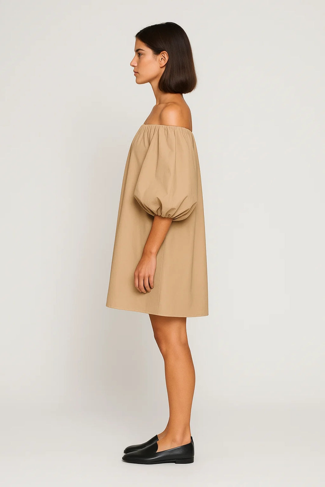 Nora | Off-Shoulder Mini Jurk met Pofmouwen