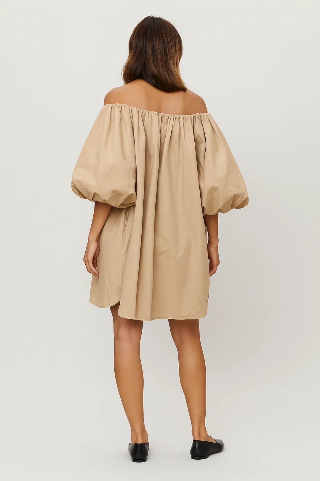 Nora | Off-Shoulder Mini Jurk met Pofmouwen