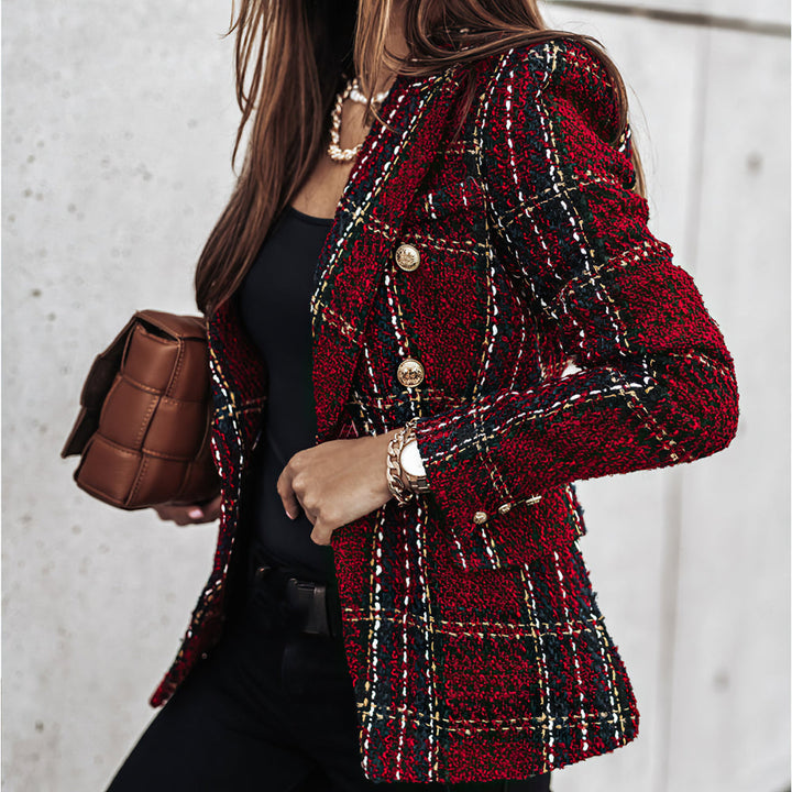 Elin | Tweed Blazer met Goudkleurige Knopen