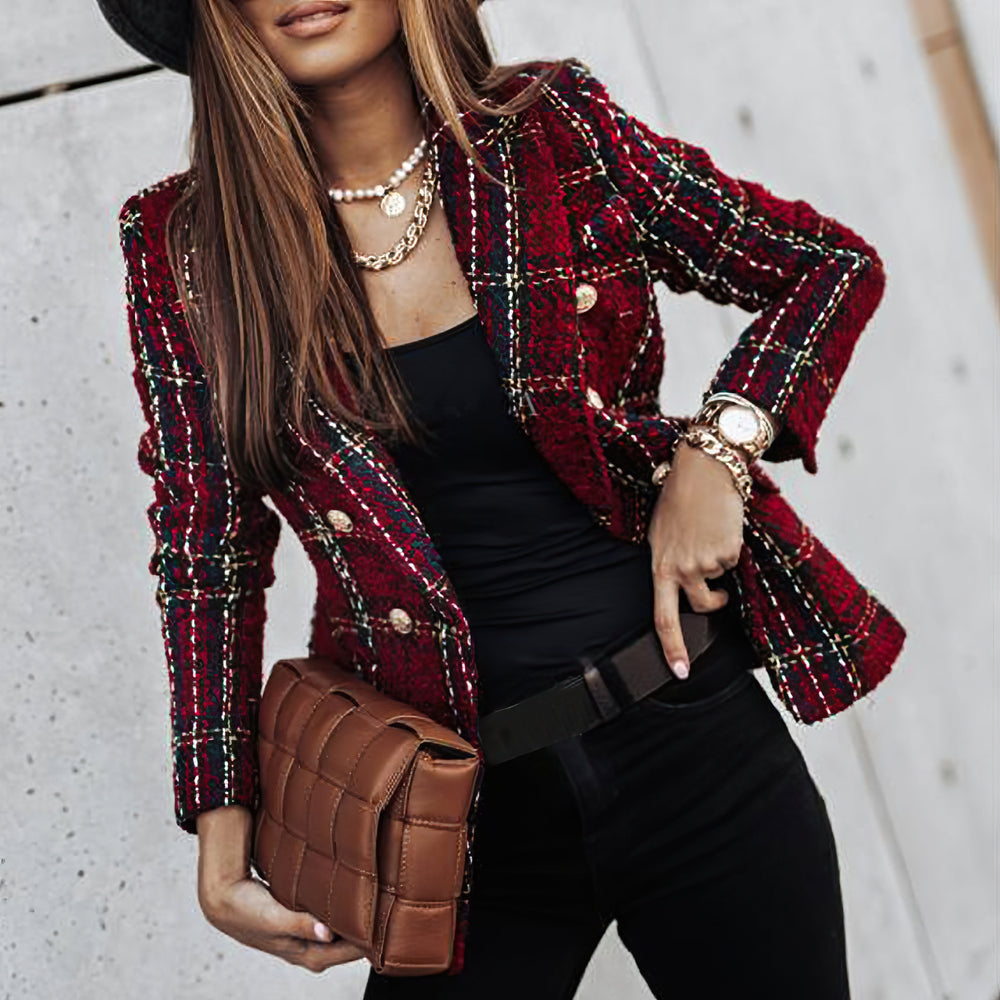 Elin | Tweed Blazer met Goudkleurige Knopen