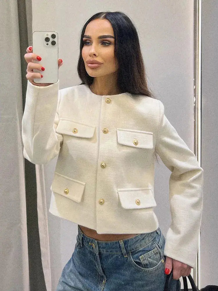 Amélie | Cropped Jack met Luxe Knopen