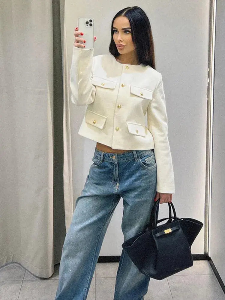 Amélie | Cropped Jack met Luxe Knopen