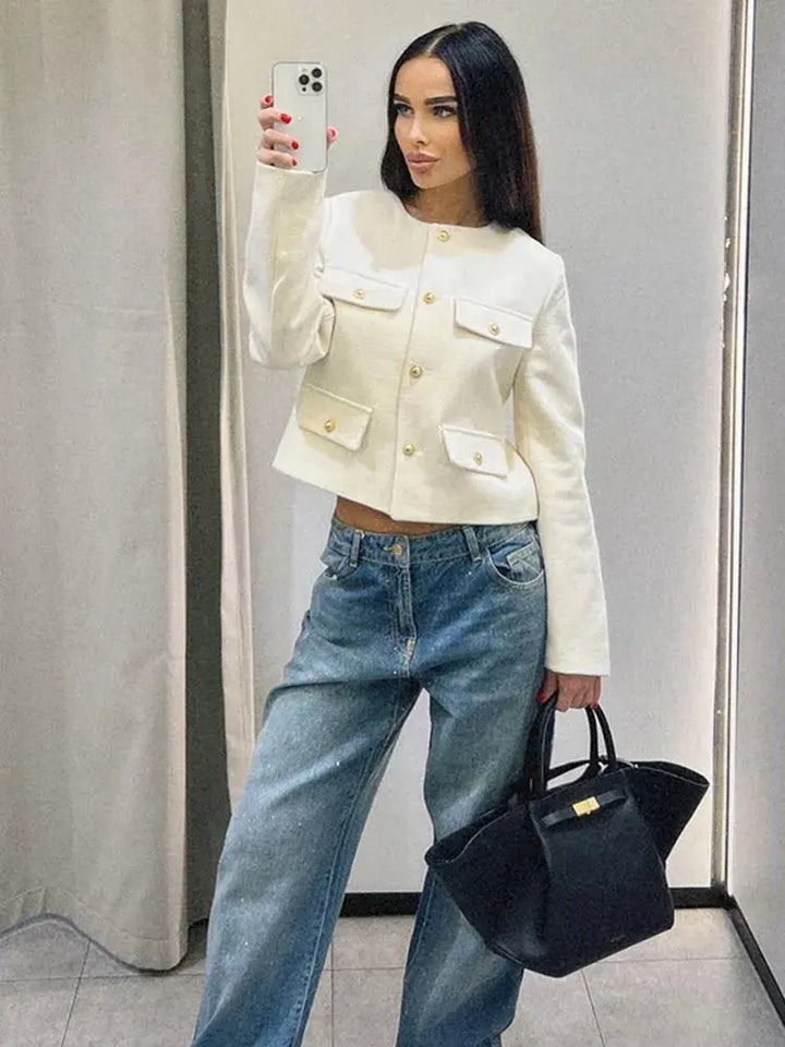 Amélie | Cropped Jack met Luxe Knopen