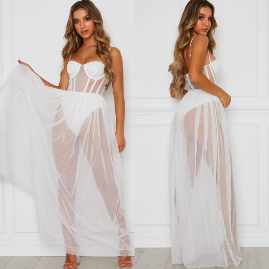 Zara | Sheer Maxi Jurk met Corset Detail