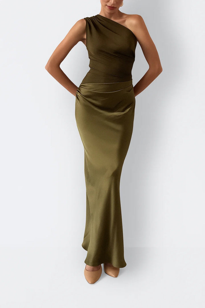 Sienna | One-Shoulder Satijnen Galajurk