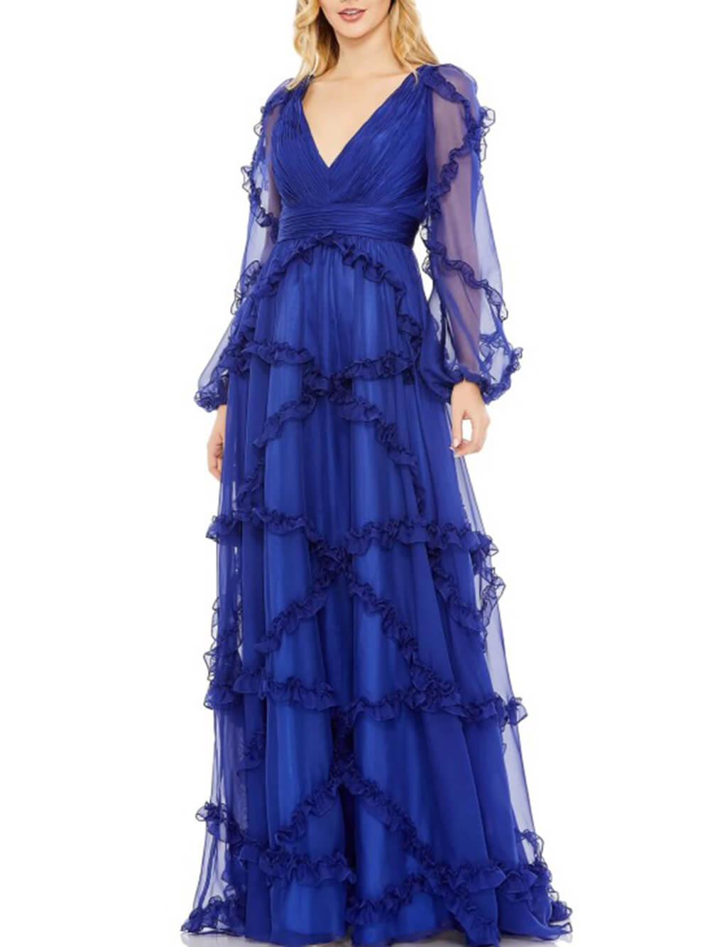 Valerie | Maxi Jurk met Ruffles en Transparante Mouwen