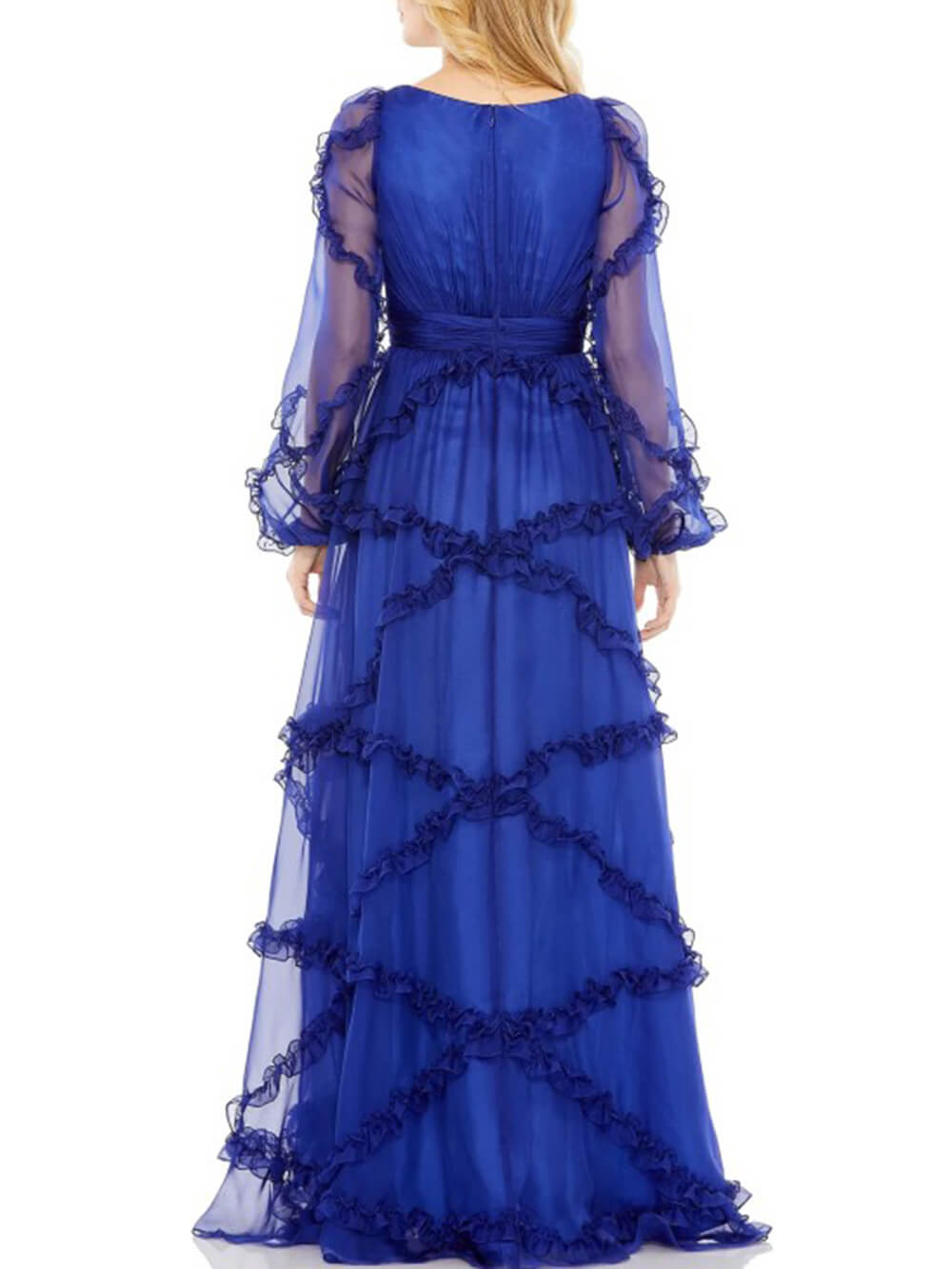 Valerie | Maxi Jurk met Ruffles en Transparante Mouwen