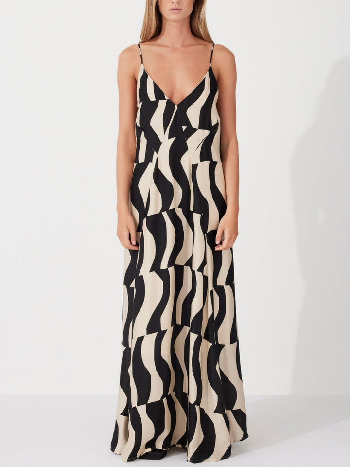 Yvonne | Maxi Jurk met Abstracte Print