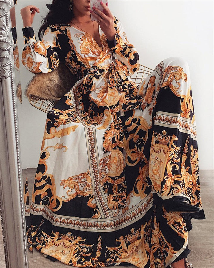 Cara | Bohemian Maxi Wikkeljurk met Print