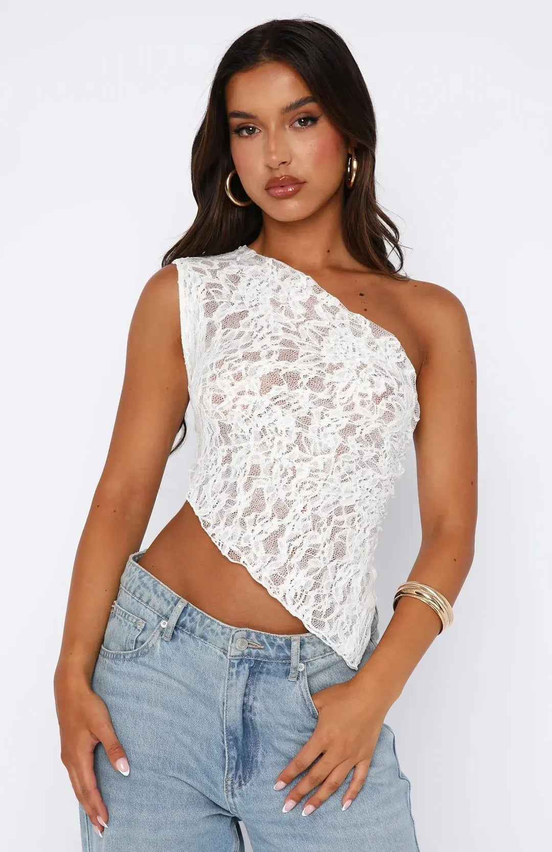 Lena | One Shoulder Lace Top
