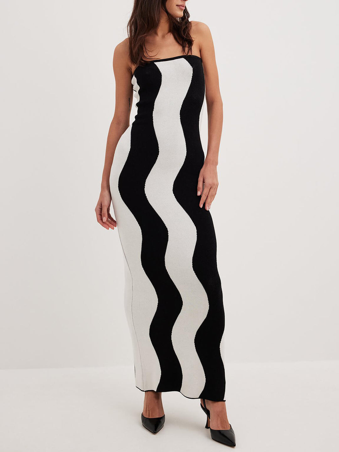 Elin | Strapless Maxi Jurk met Golvend Patroon
