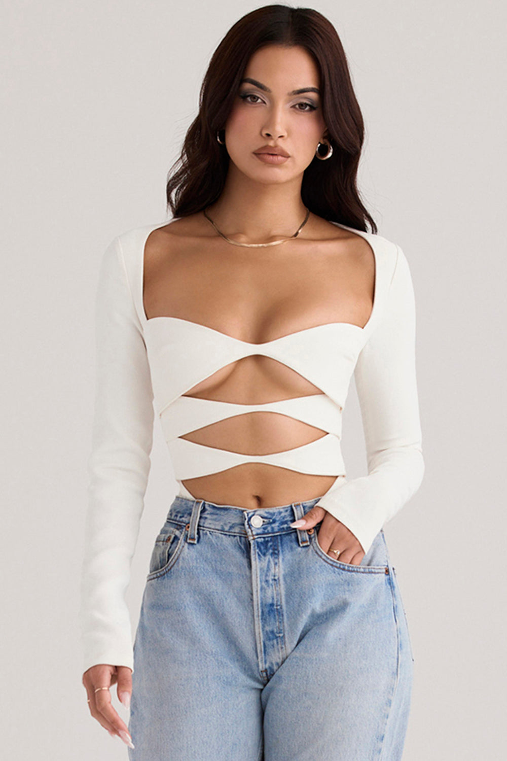 Flora | Cut-Out Top met Lange Mouwen