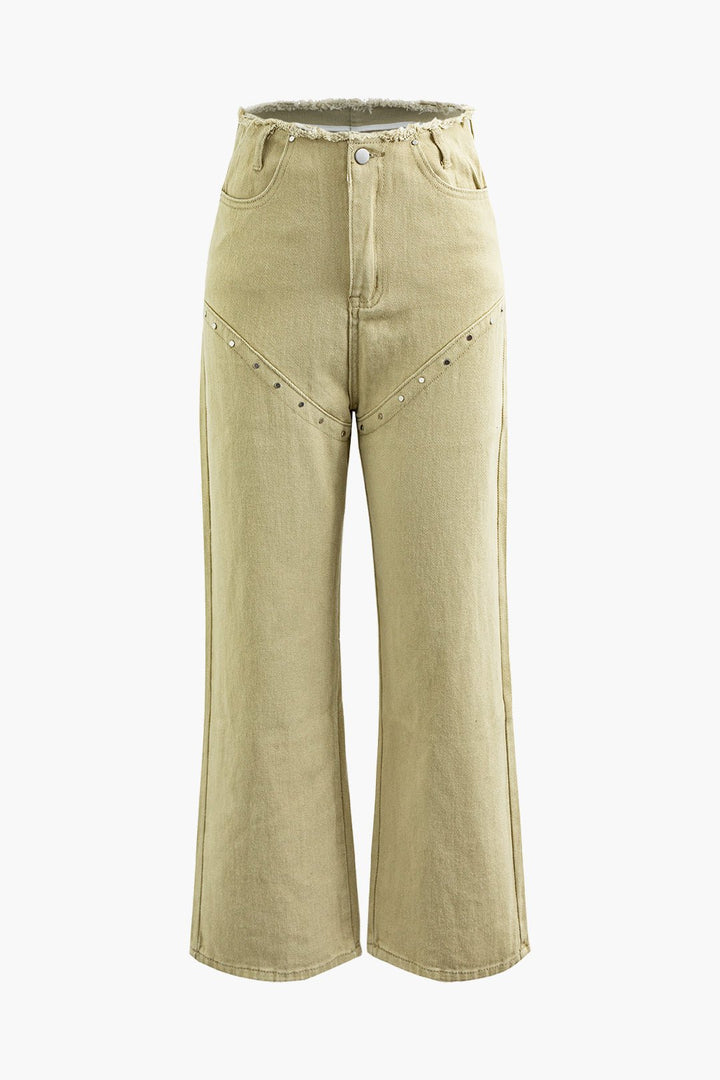 Olivia | Wide Leg Jeans met Stud Details