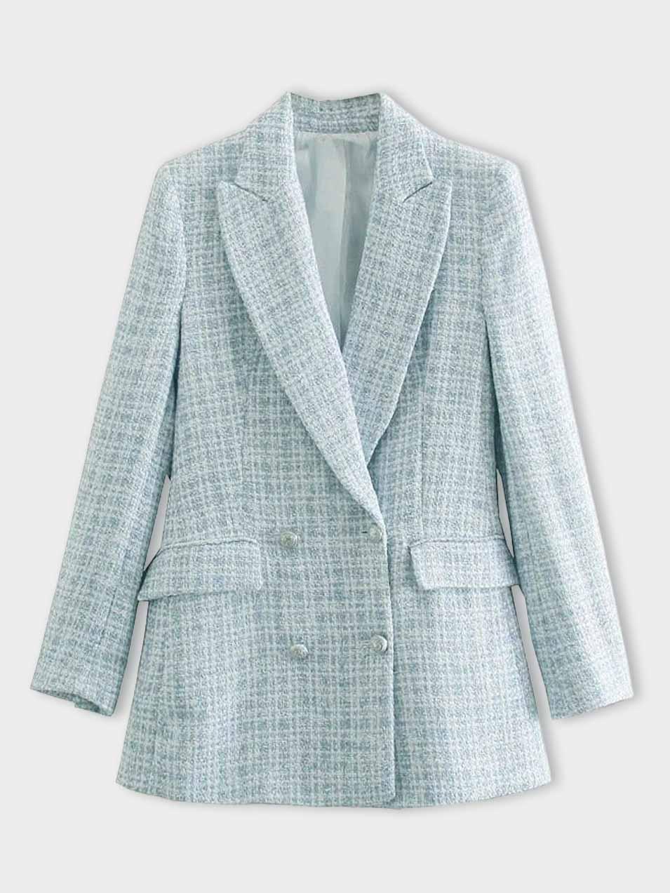 Nina | Tweed Blazer met Double Breasted Sluiting