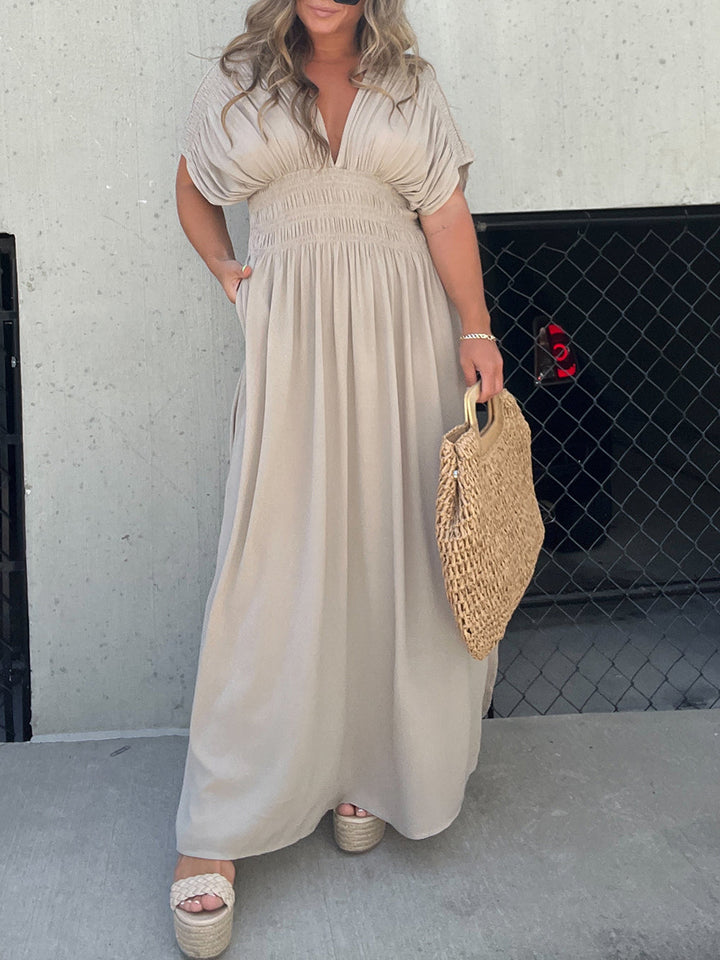 Jade | Maxi Jurk met Geplooide Taille