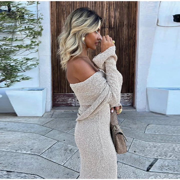 Elena | Off-Shoulder Knit Maxi Jurk
