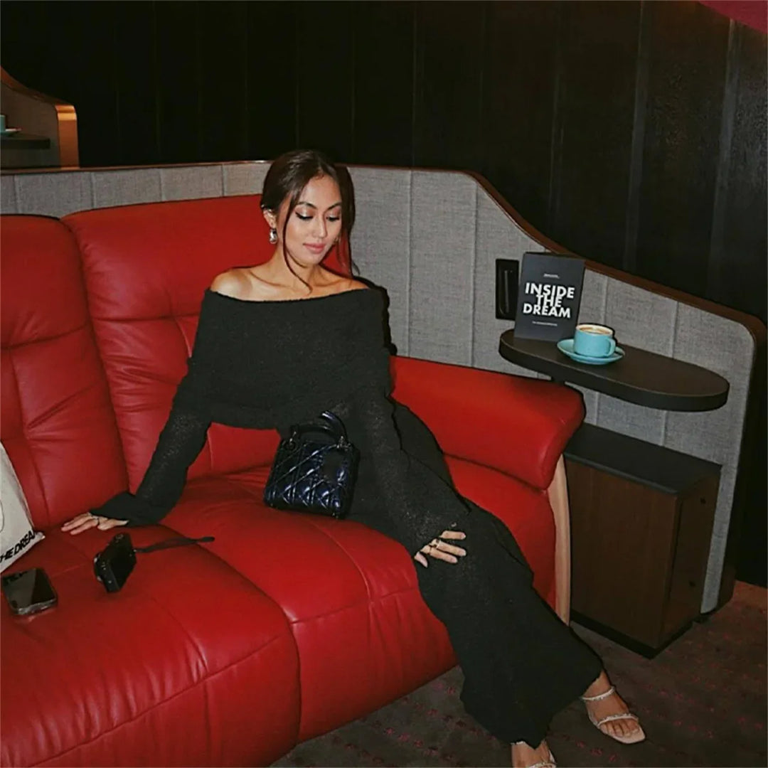 Elena | Off-Shoulder Knit Maxi Jurk