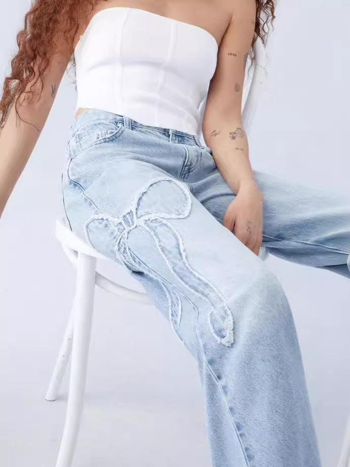 Livia | Wide Leg Bow Jeans