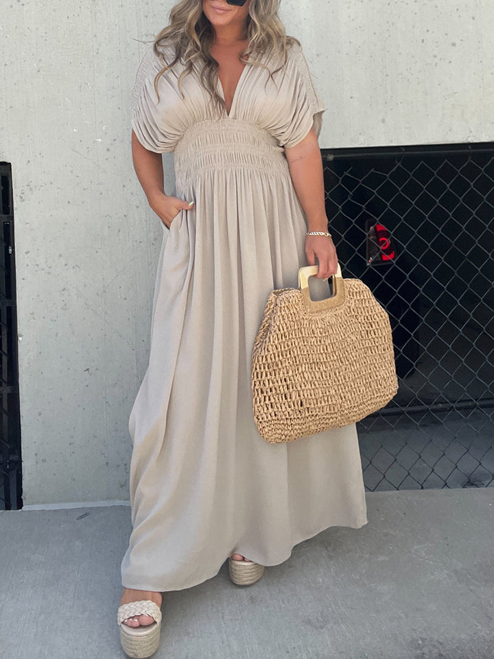 Jade | Maxi Jurk met Geplooide Taille