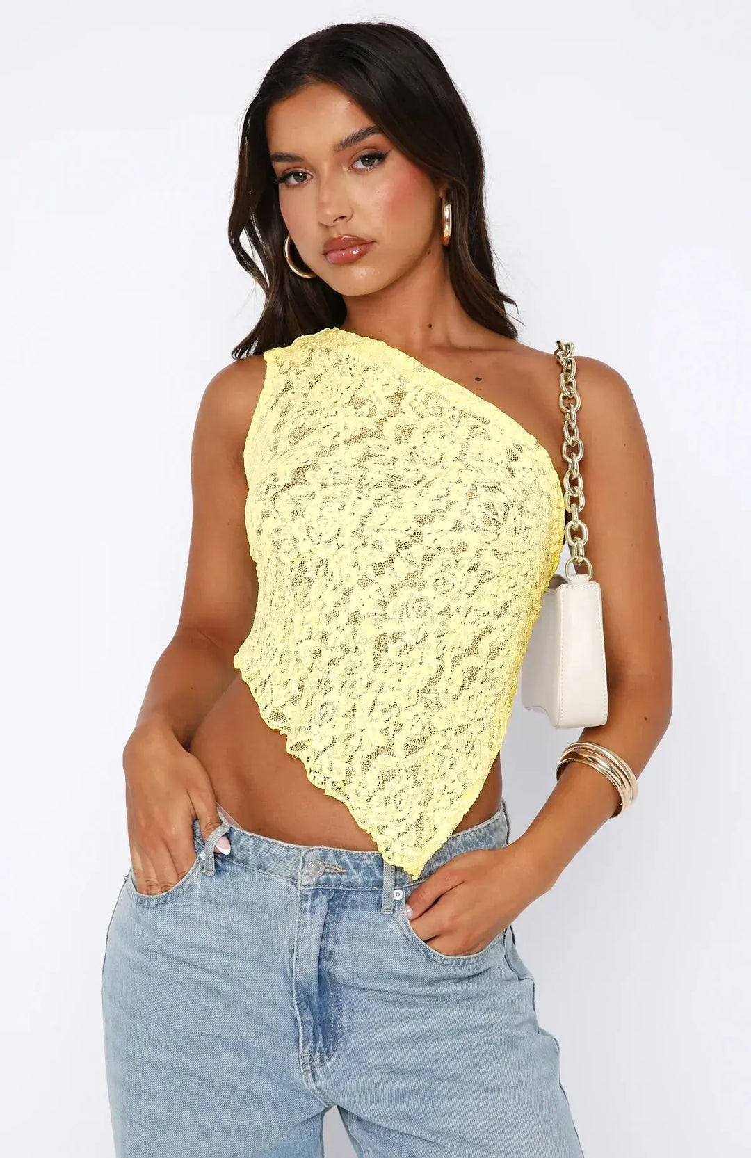 Lena | One Shoulder Lace Top