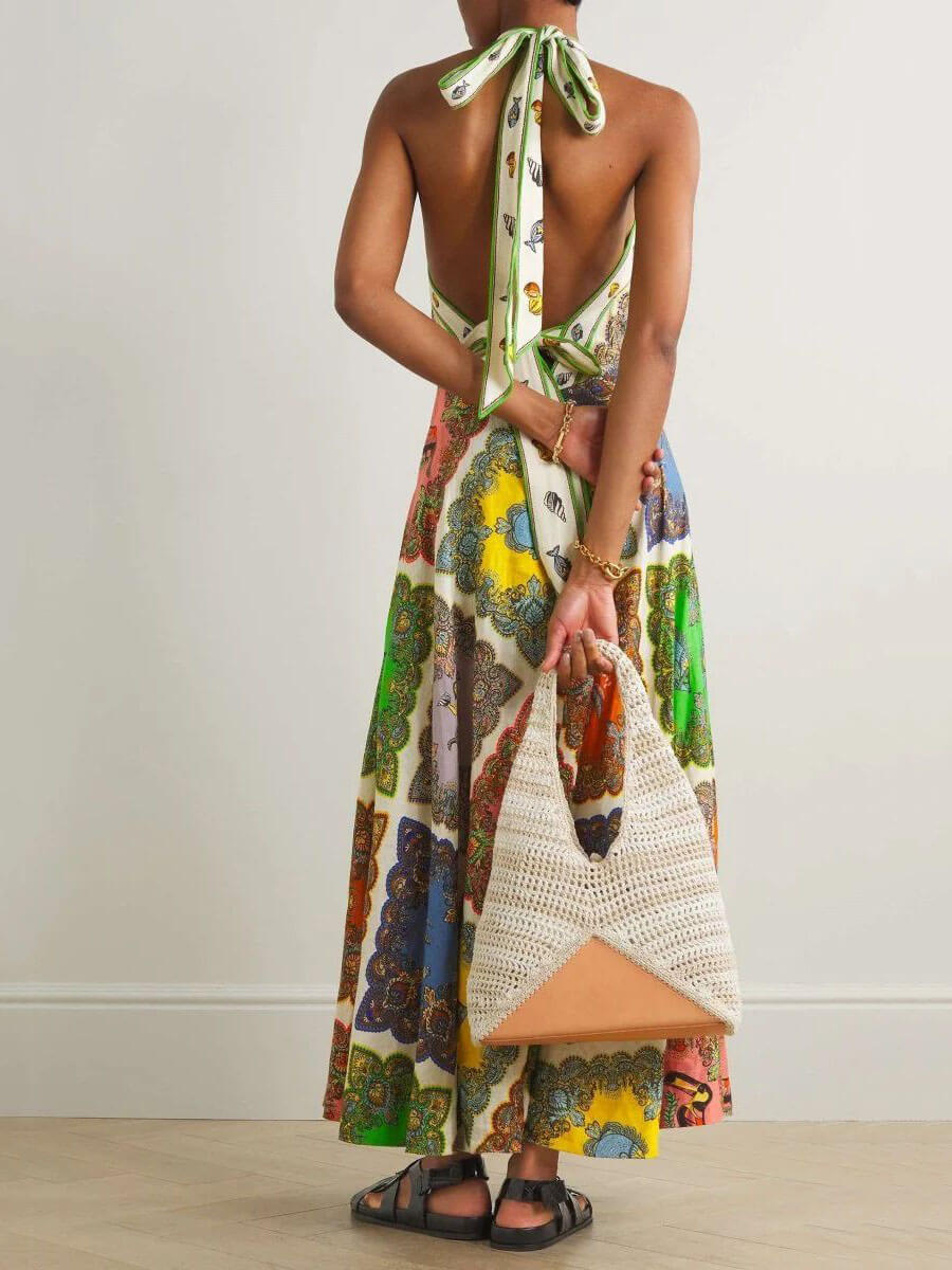 Nore | Halter Maxi Jurk met Bohemian Print
