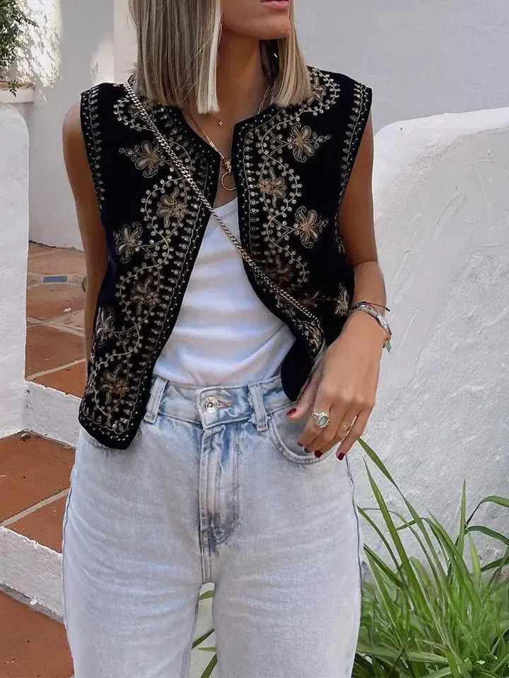 Vivienne | Geborduurd Gilet met Bohemian Details