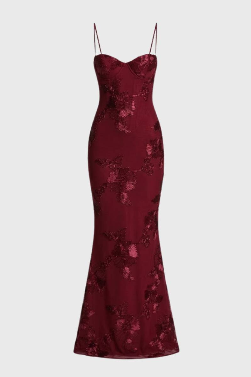 Isabella | Maxi Jurk met Bustier en Bloemendetail