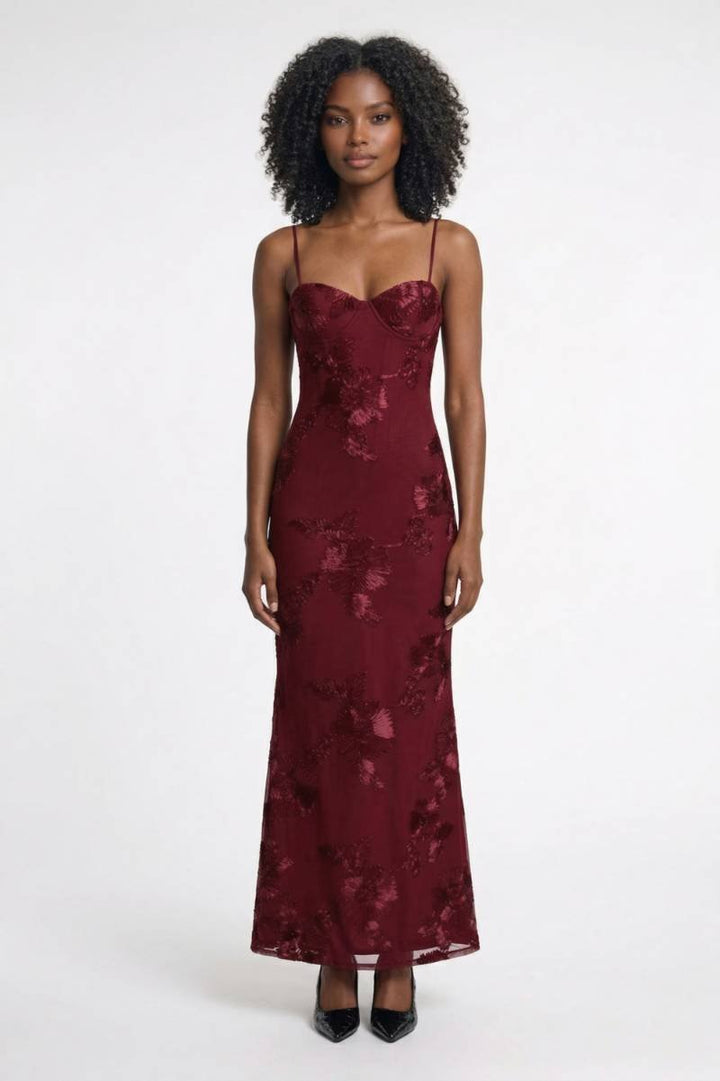 Isabella | Maxi Jurk met Bustier en Bloemendetail