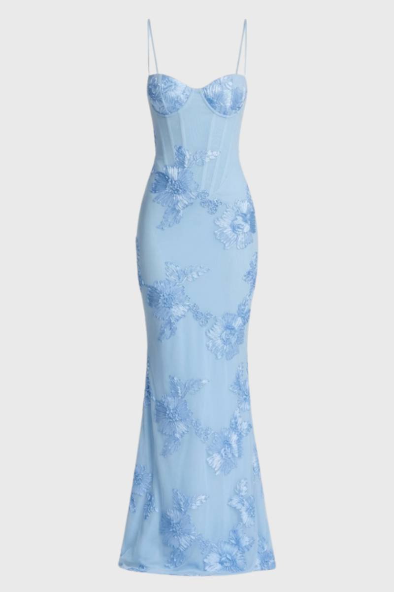Isabella | Maxi Jurk met Bustier en Bloemendetail