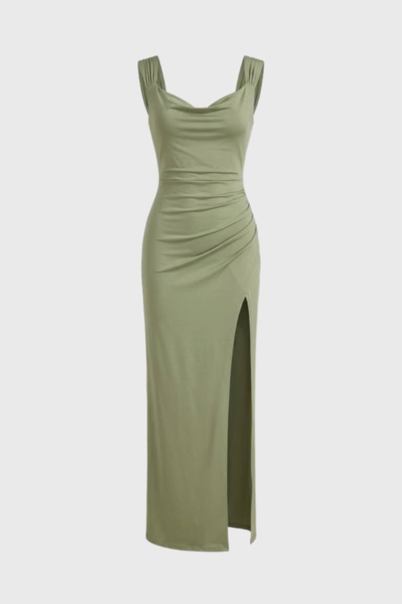 Elara | Getailleerde Maxi Jurk met Split