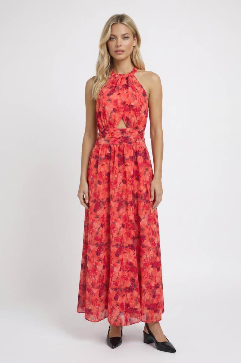 Sienna | Halter Maxi Jurk met Bloemenprint en Cut-Out Detail