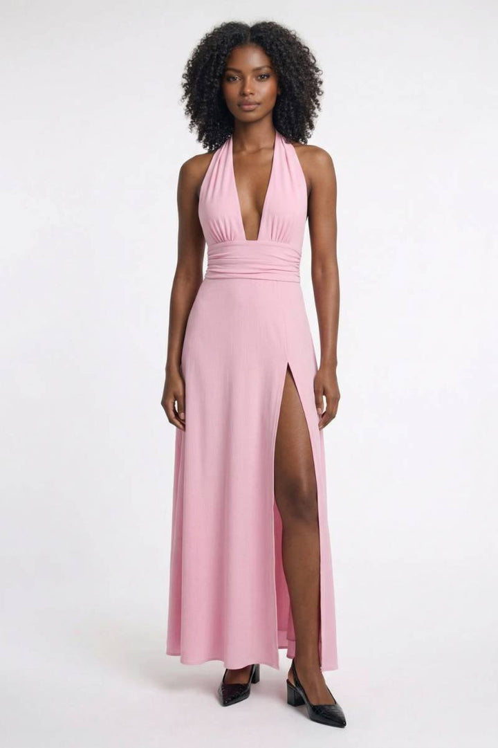 Rosalie | Halter Maxi Jurk met Diepe V-hals
