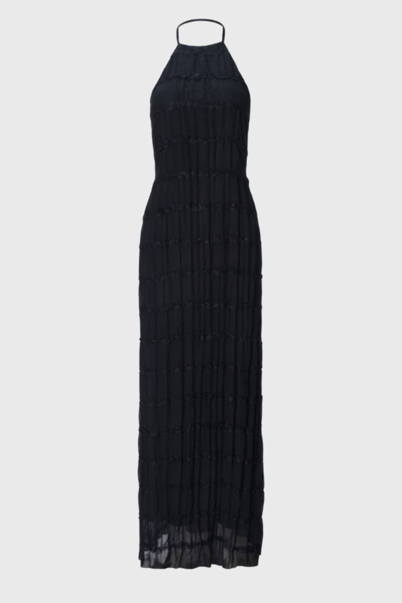 Zara | Halter Maxi Jurk met Plissé en Gelaagde Textuur