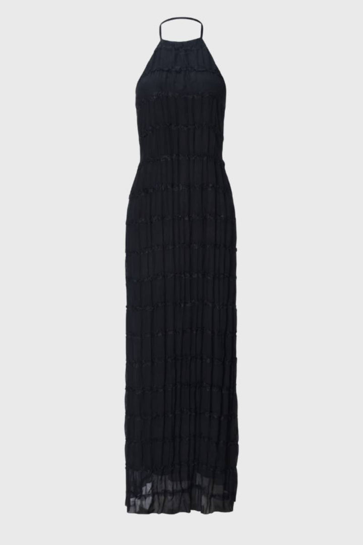 Zara | Halter Maxi Jurk met Plissé en Gelaagde Textuur