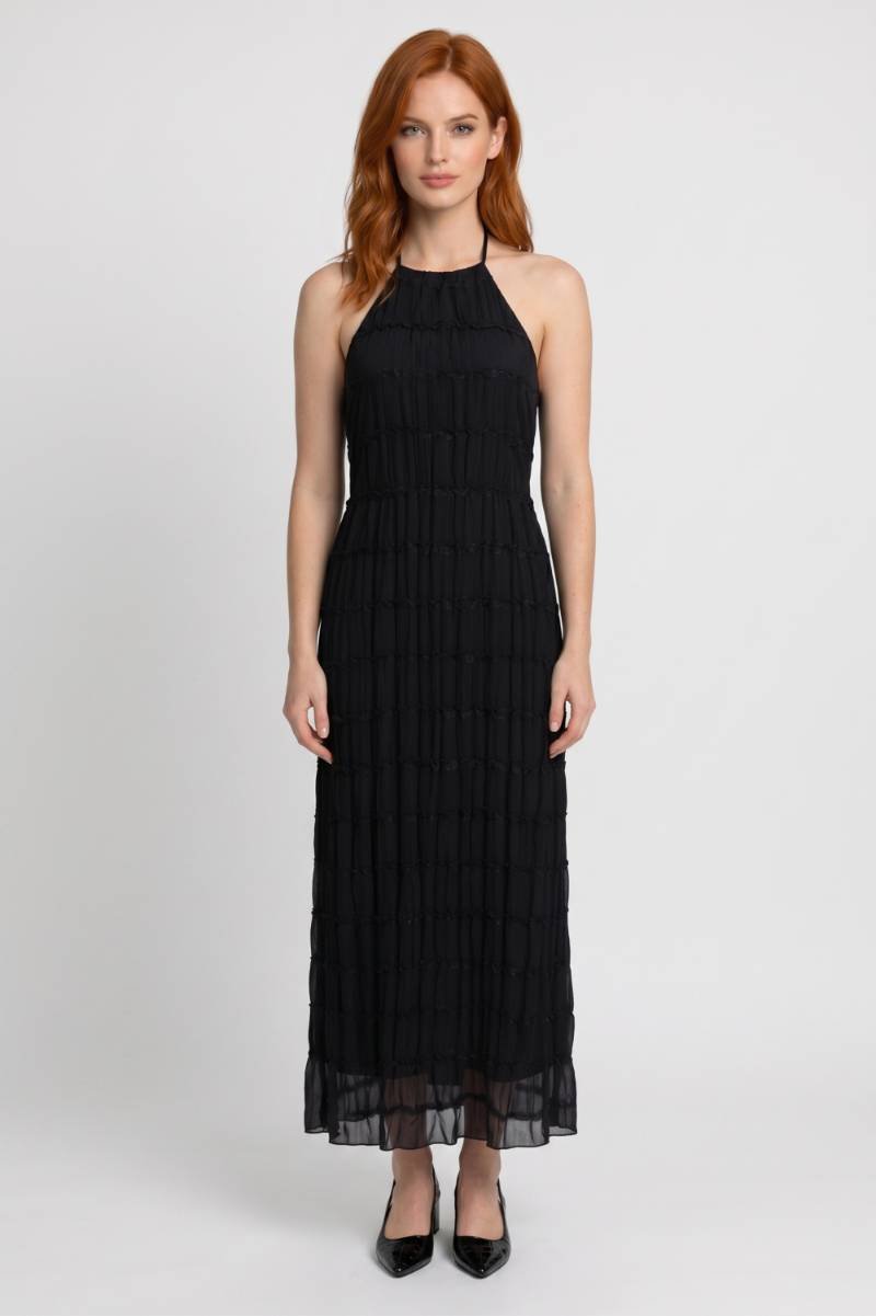 Zara | Halter Maxi Jurk met Plissé en Gelaagde Textuur