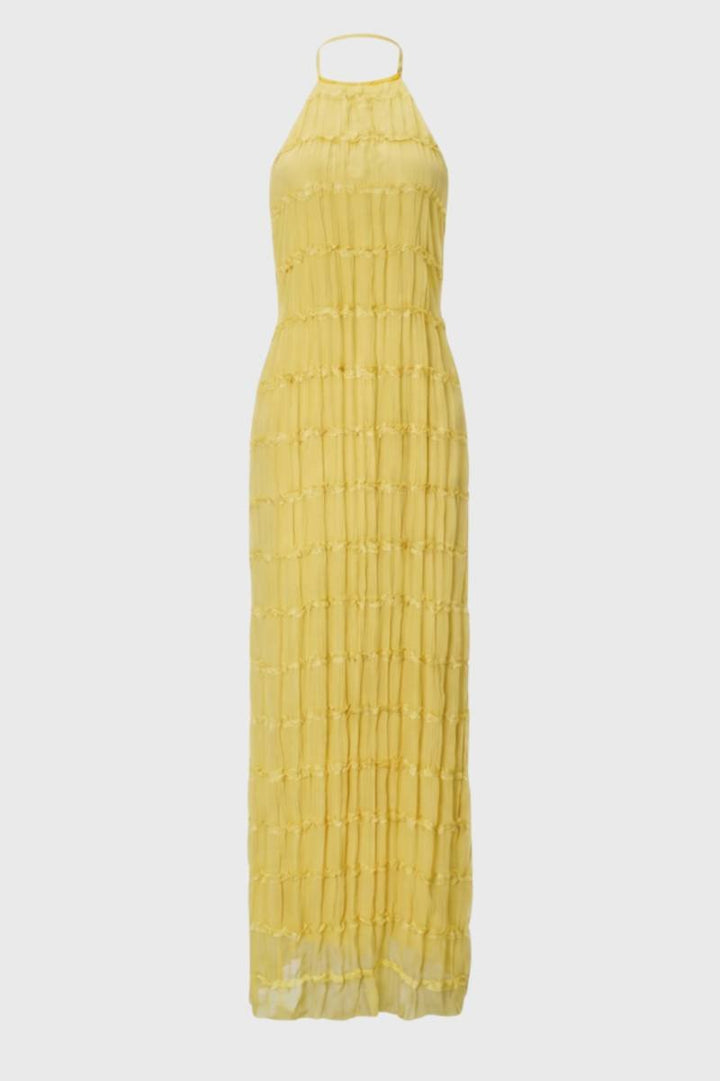 Zara | Halter Maxi Jurk met Plissé en Gelaagde Textuur