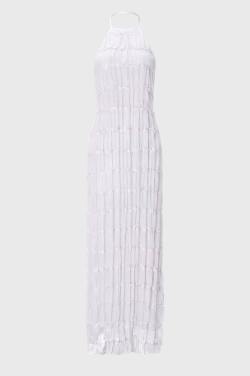 Zara | Halter Maxi Jurk met Plissé en Gelaagde Textuur