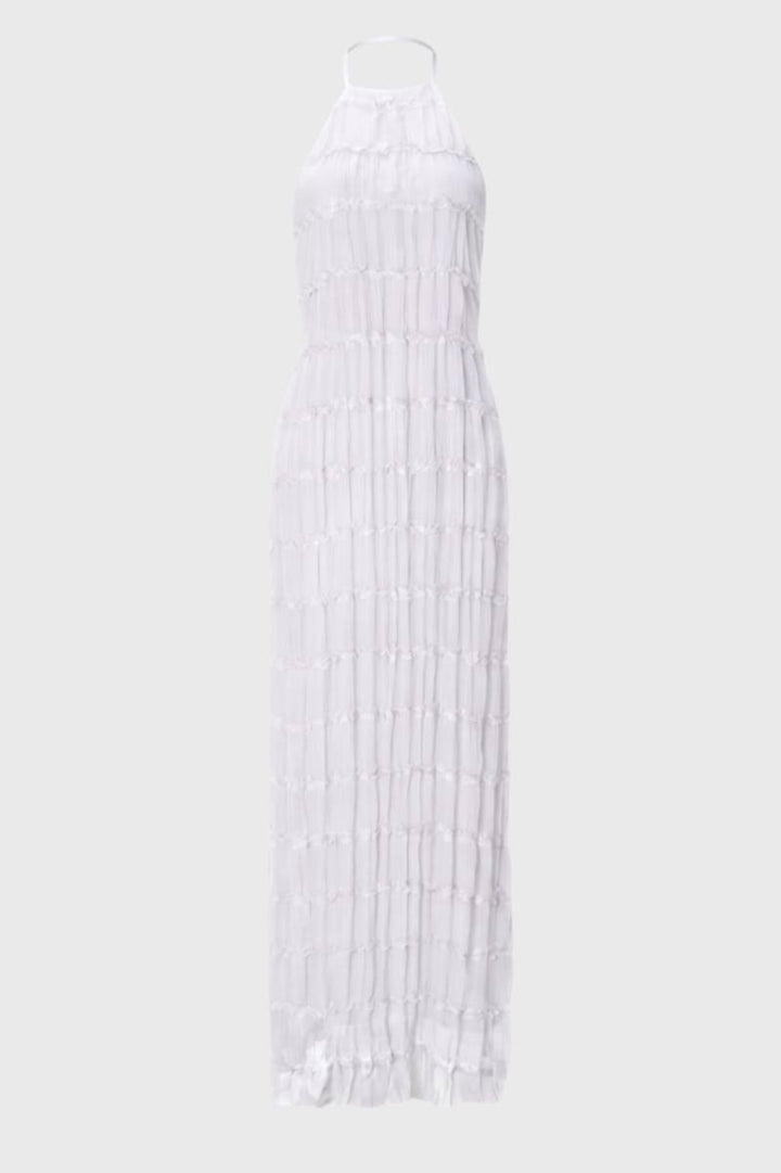 Zara | Halter Maxi Jurk met Plissé en Gelaagde Textuur