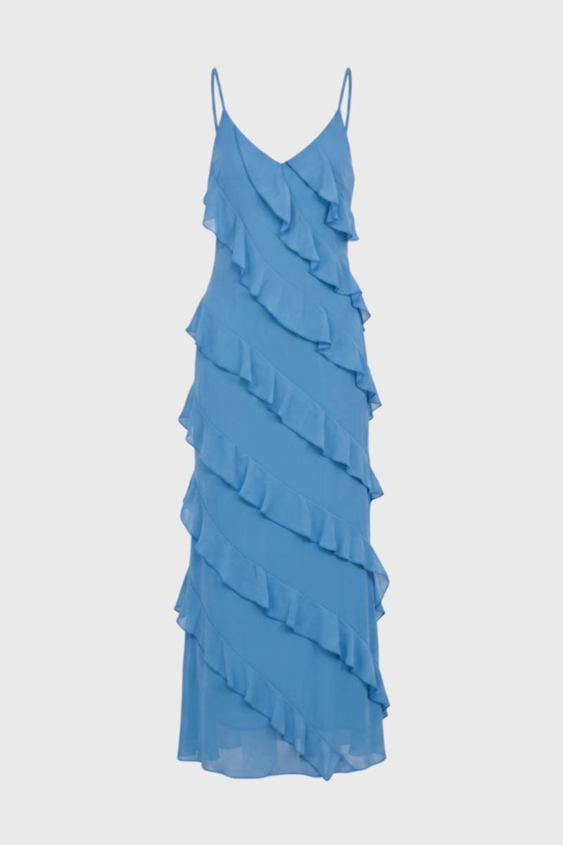 Mila | Maxi Jurk met Ruches en Spaghettibandjes