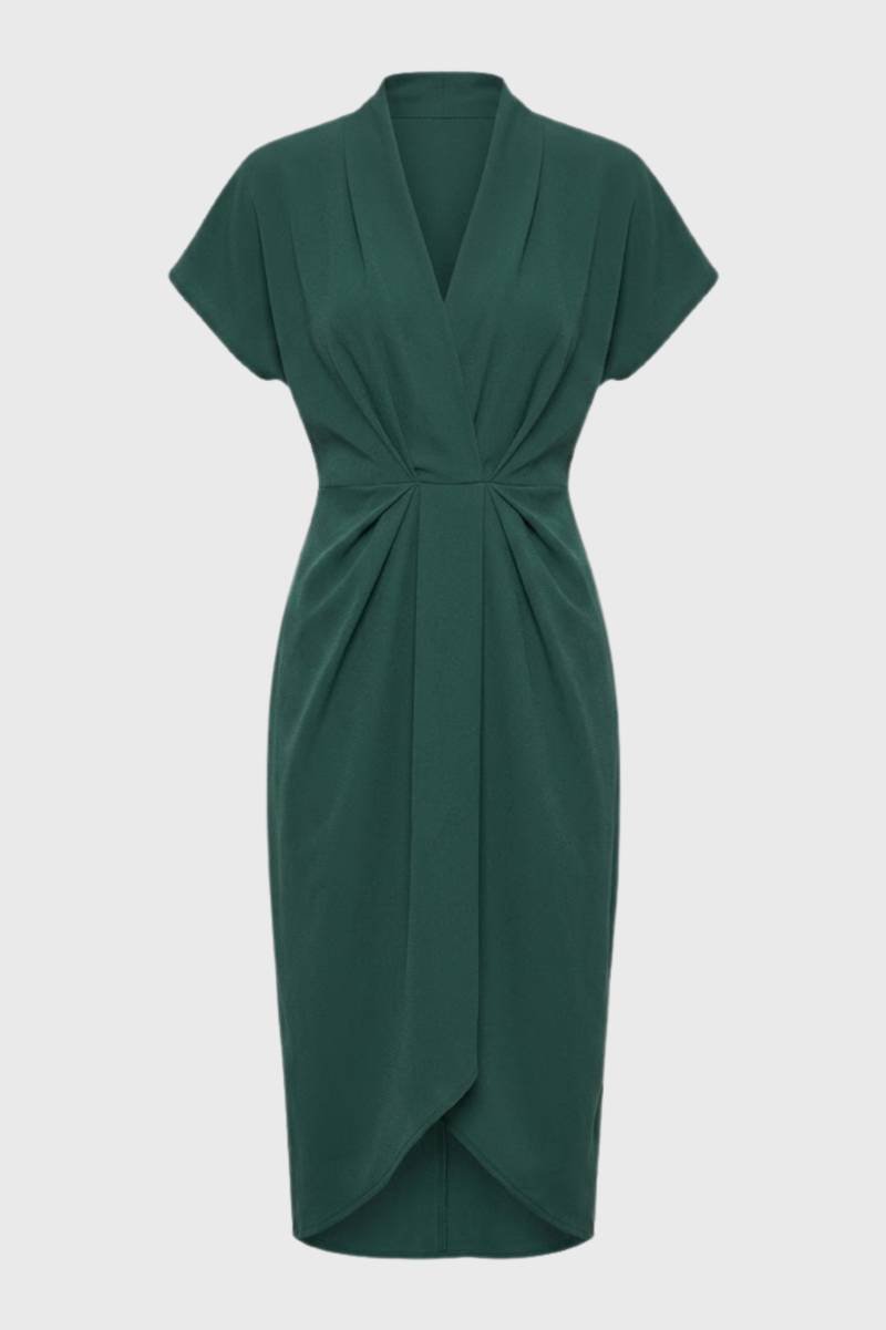 Mila | Getailleerde Midi Jurk met V-hals