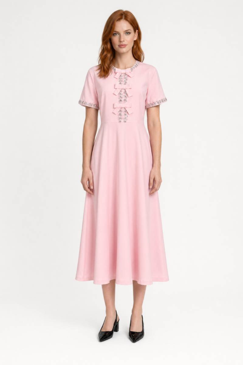 Rosalie | Vintage Midi Jurk met Strikdetails