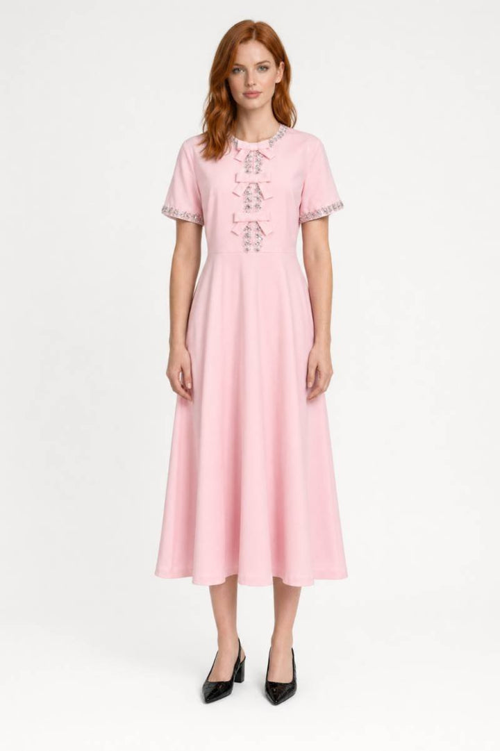 Rosalie | Vintage Midi Jurk met Strikdetails