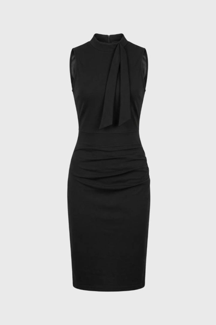 Mila | Mouwloze Midi Jurk met Strikdetail