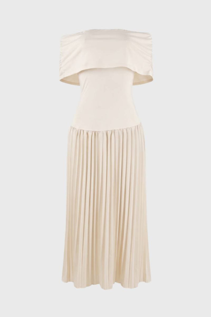 Elise | Off-Shoulder Geplooide Maxi Jurk