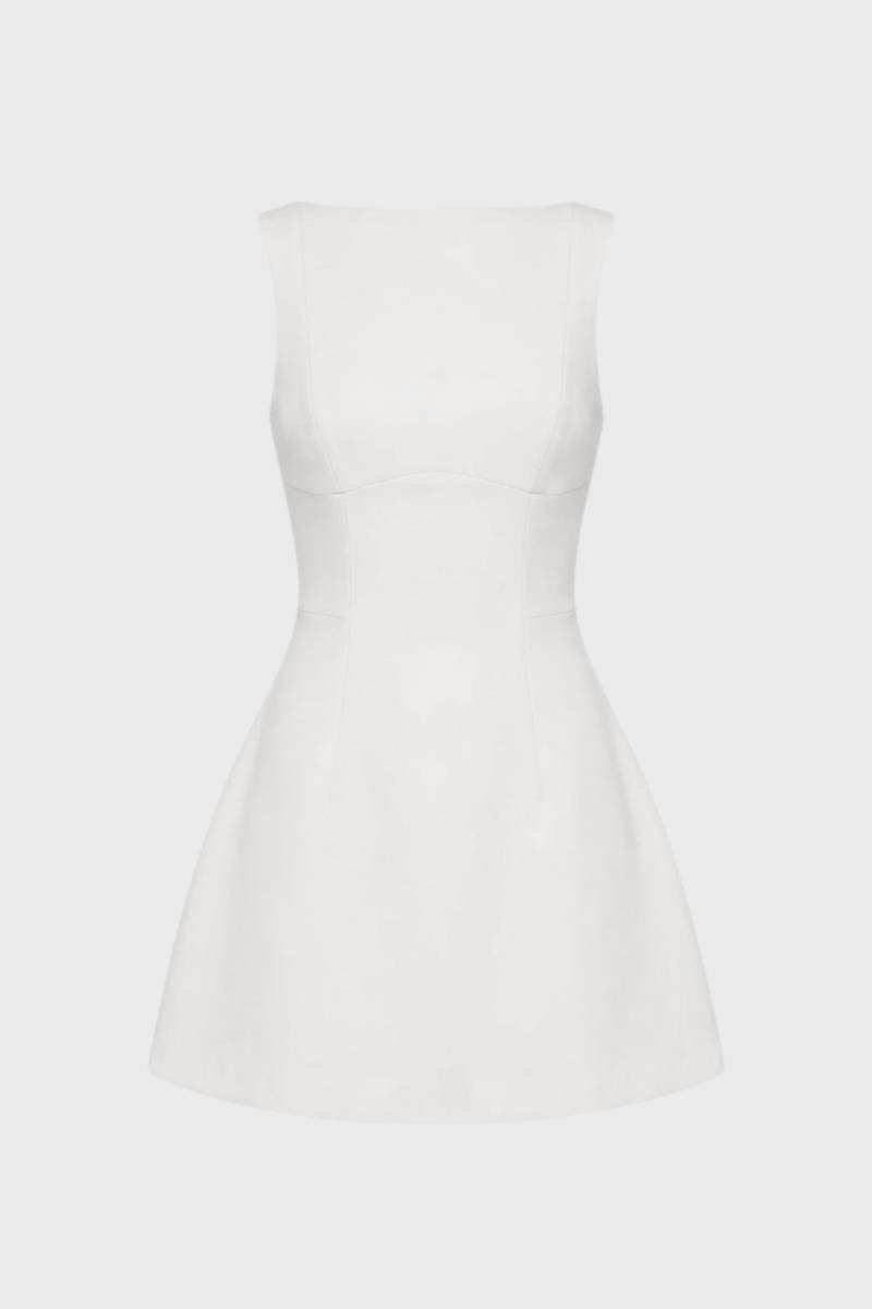 Nina | Mouwloze A-Lijn Mini Jurk met Boothals